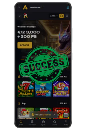 AmonBet successful account creation