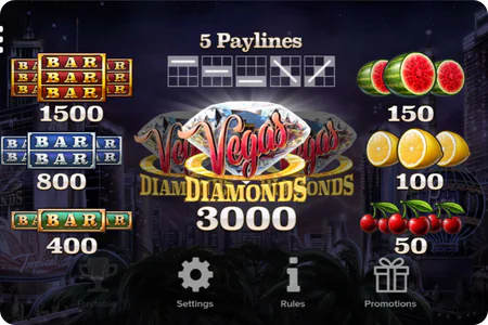 Vegas Diamonds symbol paytable and winning combinations