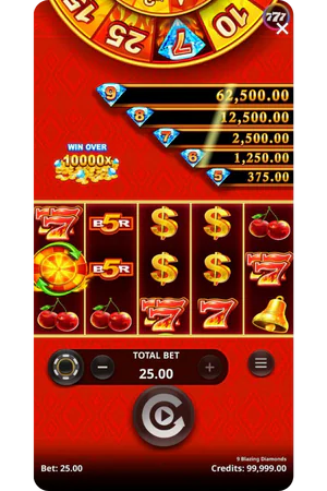 The 9 Blazing Diamonds slot bet increase process