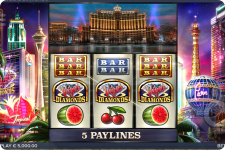 Vegas Diamonds slot game review showing classic Vegas theme