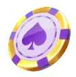 Spade casino chip symbol with a £5 maximum payout for five matching across a payline