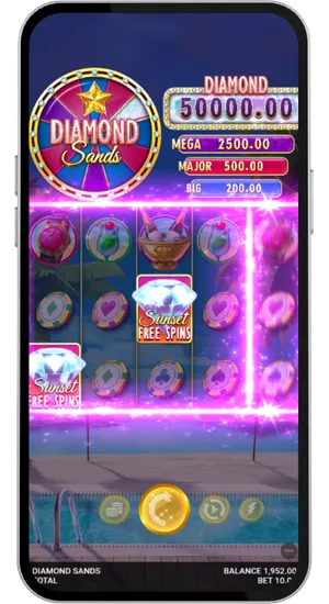 Slot reels in motion during an active session with win indicators visible and the game rhythm establishing across multiple rounds